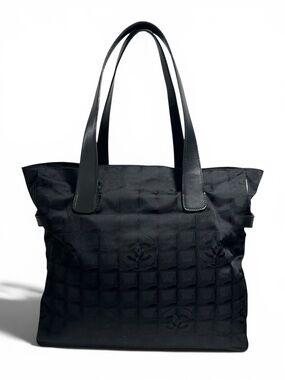 Chanel Black Leather & Nylon Travel Line GM Tote Bag